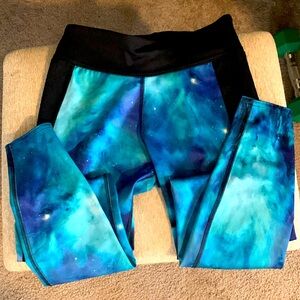 Blackmilk Teal Galaxy workout leggings